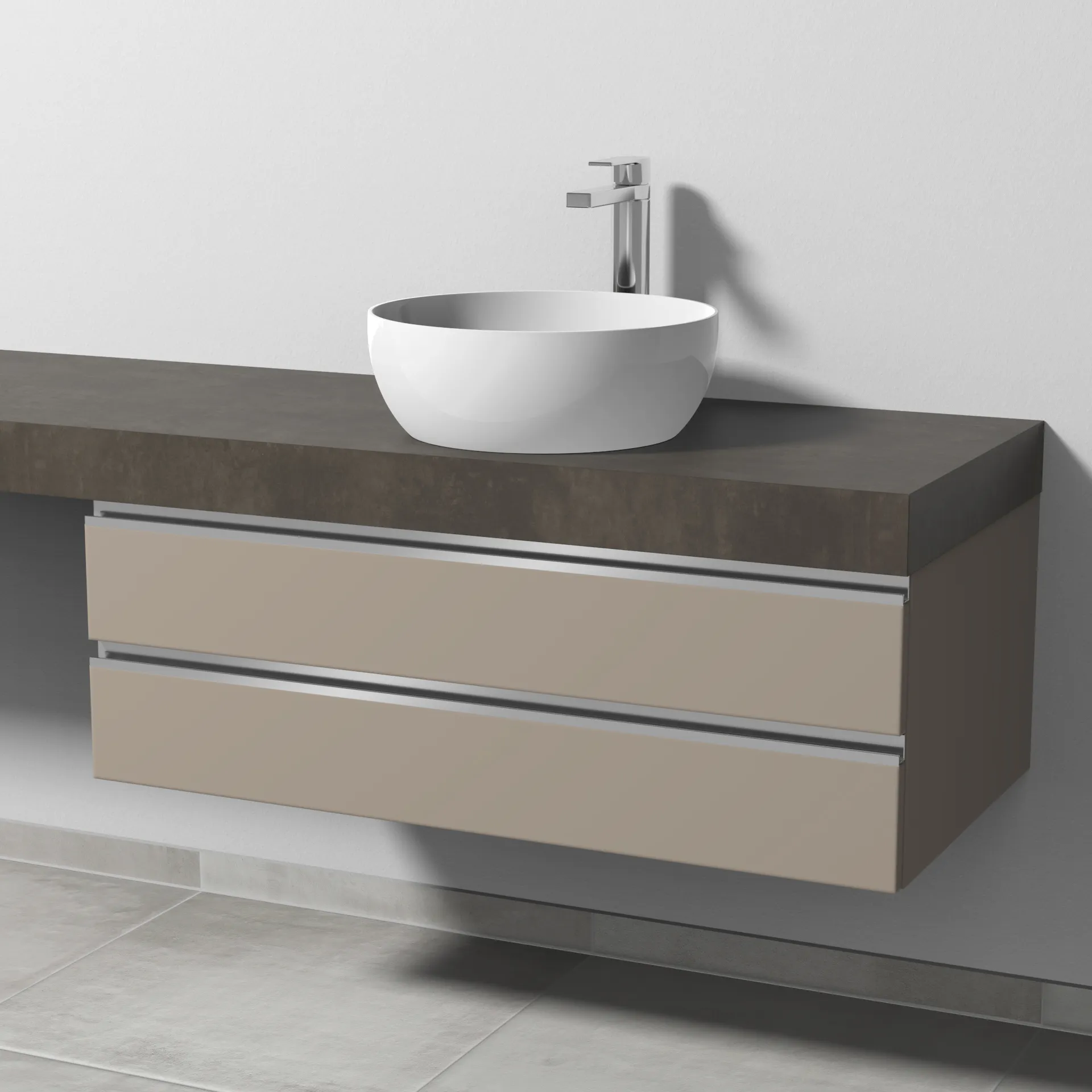 Sanipa Waschtischunterschrank „2morrow“ 1000 × 340 × 520 mm in Sandgrau (matt)