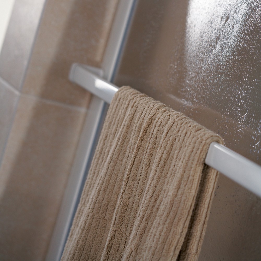 HSK gerahmte Eckeinstieg mit Schiebetür 3-teilig „Favorit“ Glas Tropfen hell (Kunstglas), Profile Pergamon HSK gerahmte Eckeinstieg mit Schiebetür 3-teilig „Favorit“ Glas Tropfen hell (Kunstglas), Profile Pergamon