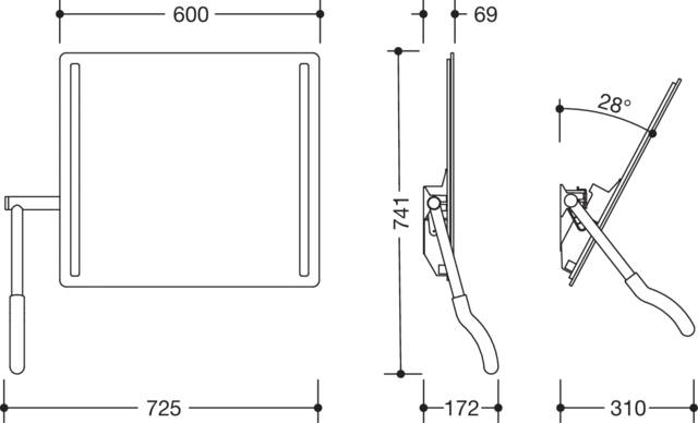 HEWI Kippspiegel „Serie 802 LifeSystem“ 60 × 54 cm in Senfgelb