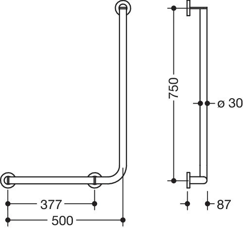 HEWI Haltegriff Ausführung links „System 900“ in Dunkelgrau tiefmatt HEWI Haltegriff Ausführung links „System 900“ in Dunkelgrau tiefmatt
