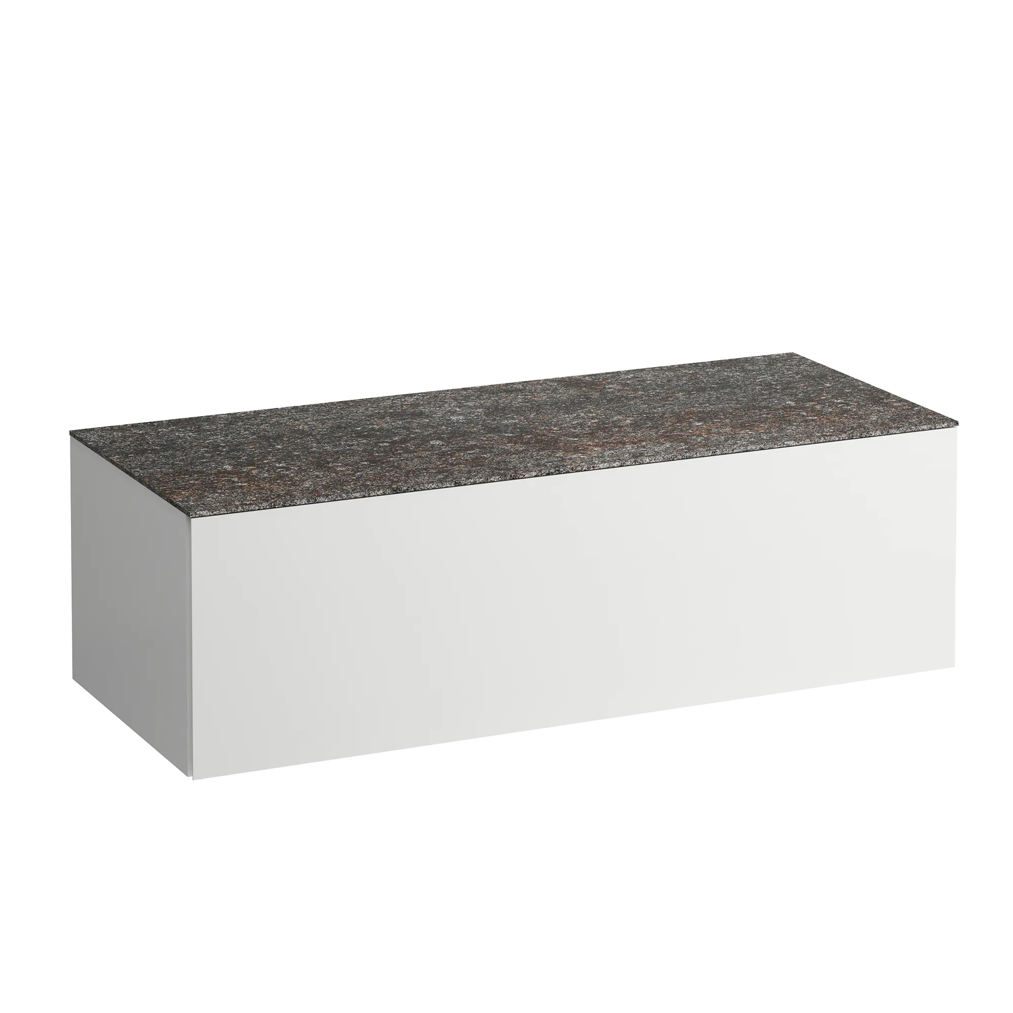 Schubladenelement (Waschtischunterbau+Waschtischplatte), ILBAGNOALESSI, 500x1200x370, 1 Schublade, integrierte, versteckte Griffe seitlich, Vollauszug, Soft-Close, ohne Ausschnitt, Marrone Naturale Top, Weiß matt Schubladenelement (Waschtischunterbau+Waschtischplatte), ILBAGNOALESSI, 500x1200x370, 1 Schublade, integrierte, versteckte Griffe seitlich, Vollauszug, Soft-Close, ohne Ausschnitt, Marrone Naturale Top, Weiß matt