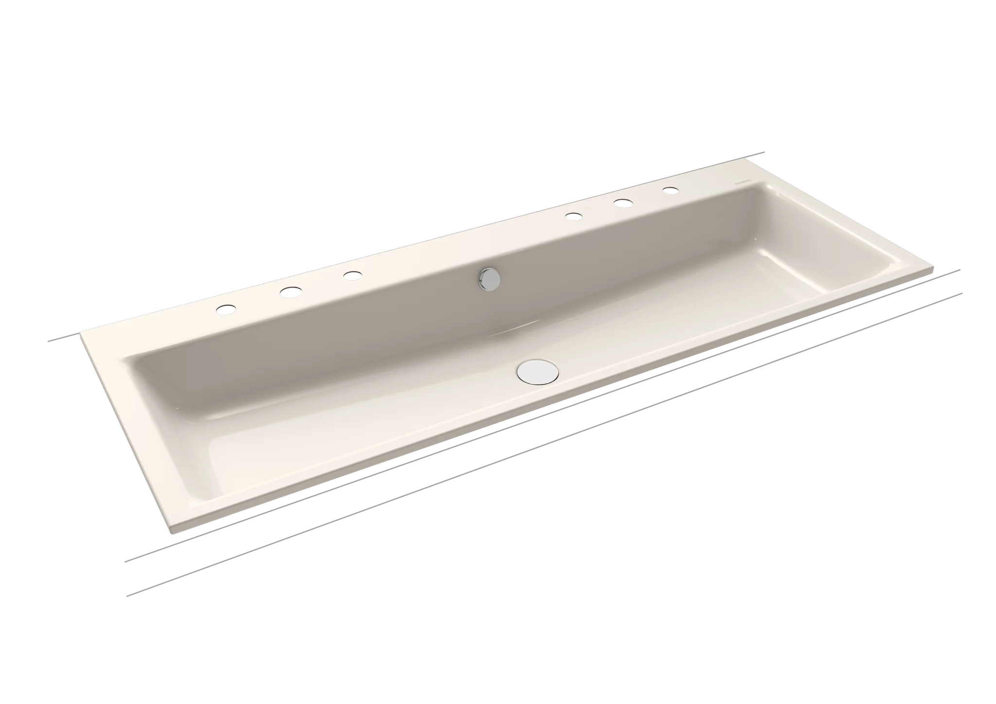 Kaldewei PURO Einbau-Doppelwaschtisch, 1200x460 mm, Alpinweiß, Perl-Effekt, Antidröhn, mit 2x3er Hahnlochbohrung