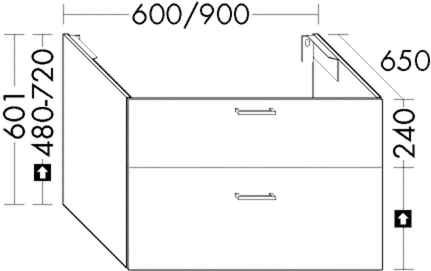 Waschtischunterschrank Sys30 von burgbad – 1 Schublade oben, 420 mm tief mit Siphonausschnitt, 1 Auszug unten, 420 mm tief, inkl. Metallkonsolen, 650x600x601 mm Waschtischunterschrank Sys30 von burgbad – 1 Schublade oben, 420 mm tief mit Siphonausschnitt, 1 Auszug unten, 420 mm tief, inkl. Metallkonsolen, 650x600x601 mm