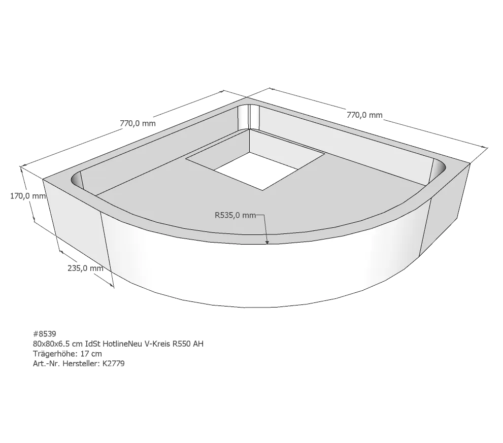 Duschwannenträger für Ideal Standard HotlineNeu 80 × 80 × 6,5 cm