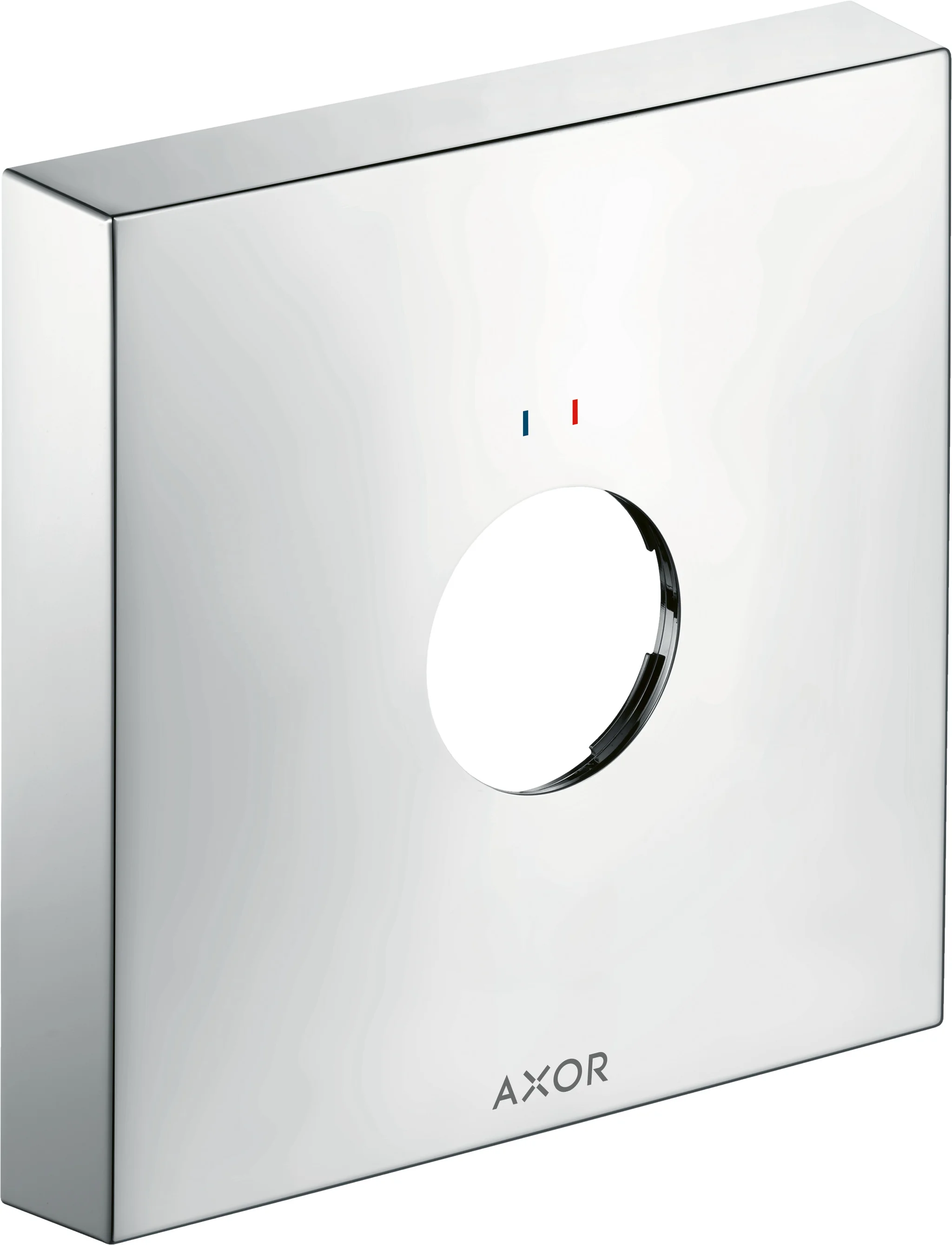 Hansgrohe AXOR Verlängerungsrosette eckig, rot/blau, Chrom, 170 mm Durchmesser, 33 mm Verlängerung, Metall