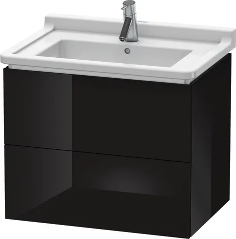 Duravit Waschtischunterschrank wandhängend „L-Cube“ 67 × 55,8 × 46,9 cm Schwarz Hochglanz