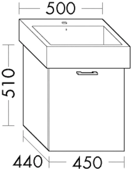Waschtischunterschrank Sys30 von burgbad – 440 mm tief, 450 mm breit, 510 mm hoch, 1 Auszug, SilentSystem für geräuscharmes Schließen
