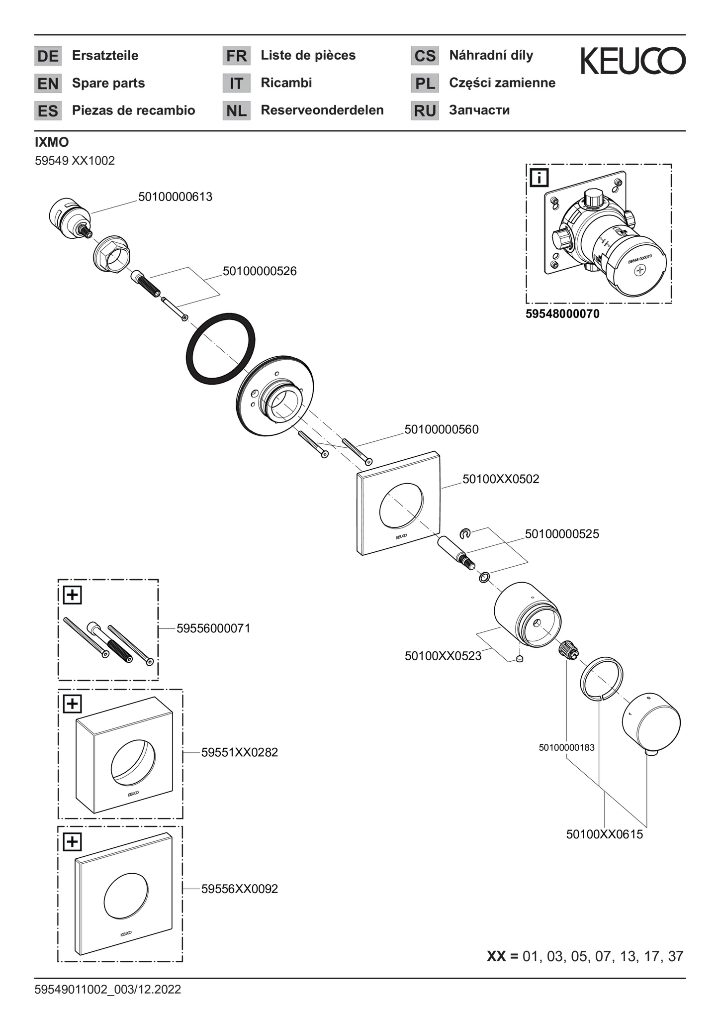 IXMO 59549011002 3-Wege Ab- u. Umstellventil UP IXMO Comfort, eckig verchromt IXMO 59549011002 3-Wege Ab- u. Umstellventil UP IXMO Comfort, eckig verchromt
