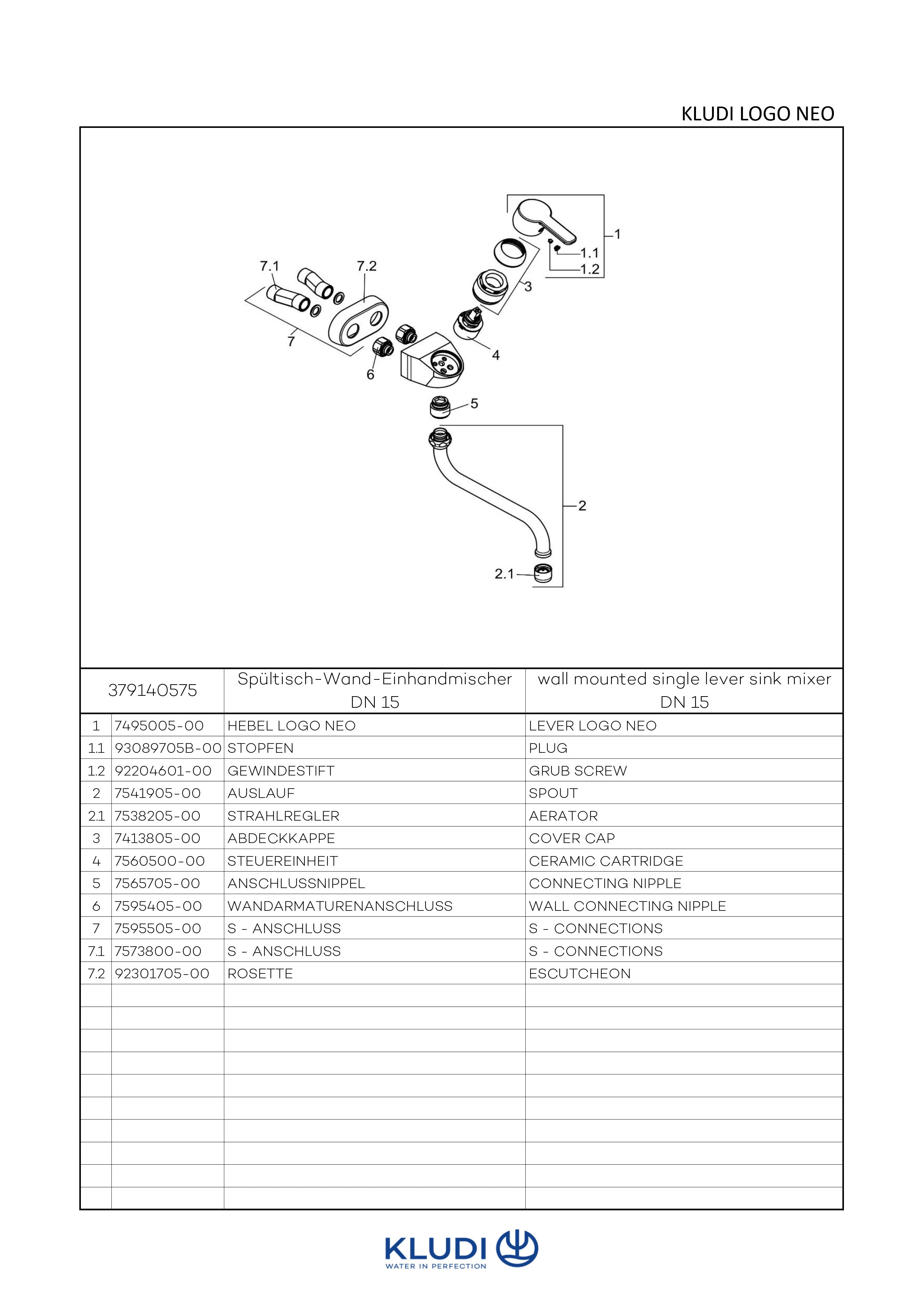 Kludi Einhand-Küchenarmatur „Logo Neo“ Ausladung 276 mm