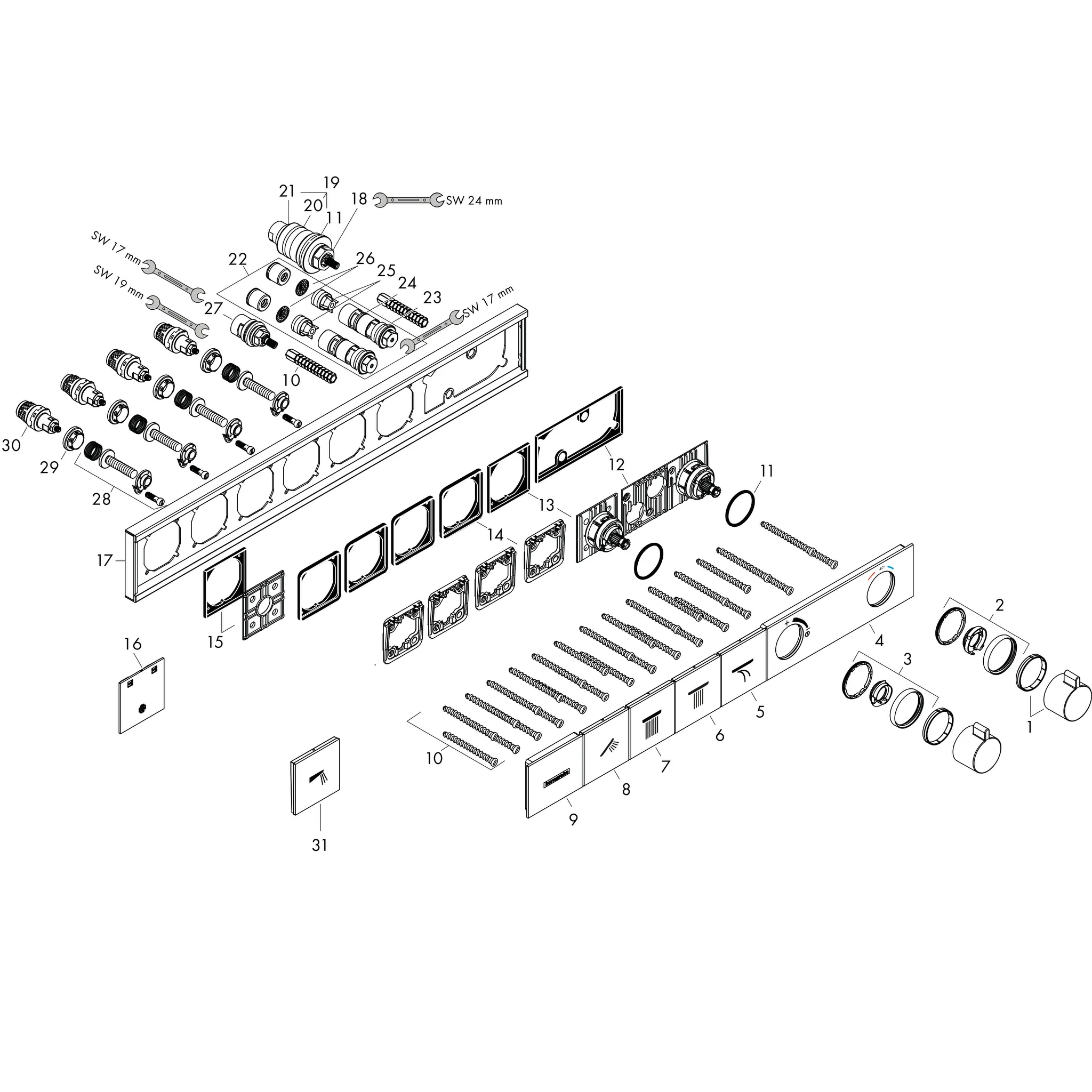 Hansgrohe RainSelect Thermostat Unterputz für 4 Verbraucher, Mattweiß Hansgrohe RainSelect Thermostat Unterputz für 4 Verbraucher, Mattweiß