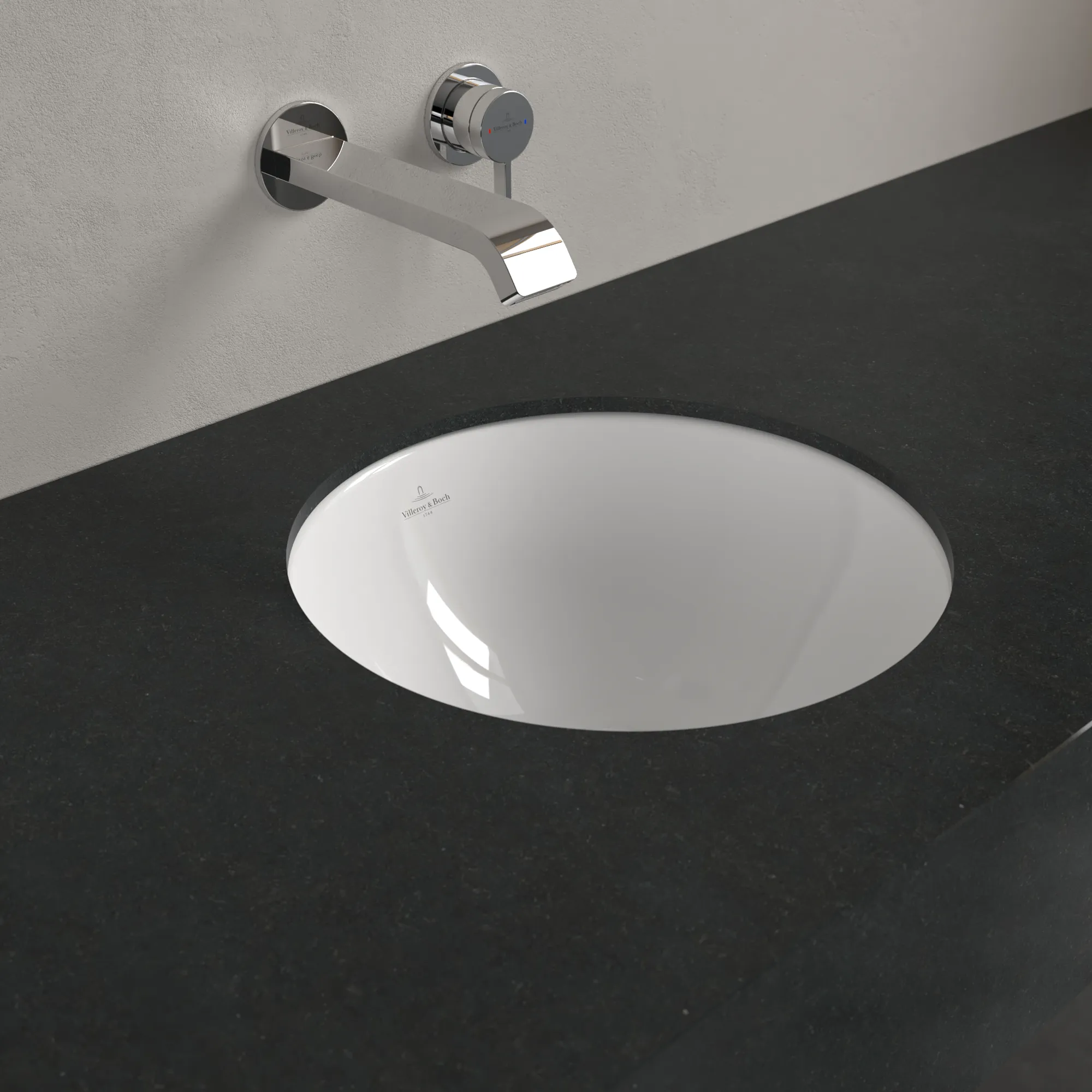Villeroy & Boch Unterbauwaschtisch aus TitanCeram „Loop & Friends“ ⌀ 390 mm, ohne Hahnlochbohrung in Weiß Alpin Villeroy & Boch Unterbauwaschtisch aus TitanCeram „Loop & Friends“ ⌀ 390 mm, ohne Hahnlochbohrung in Weiß Alpin