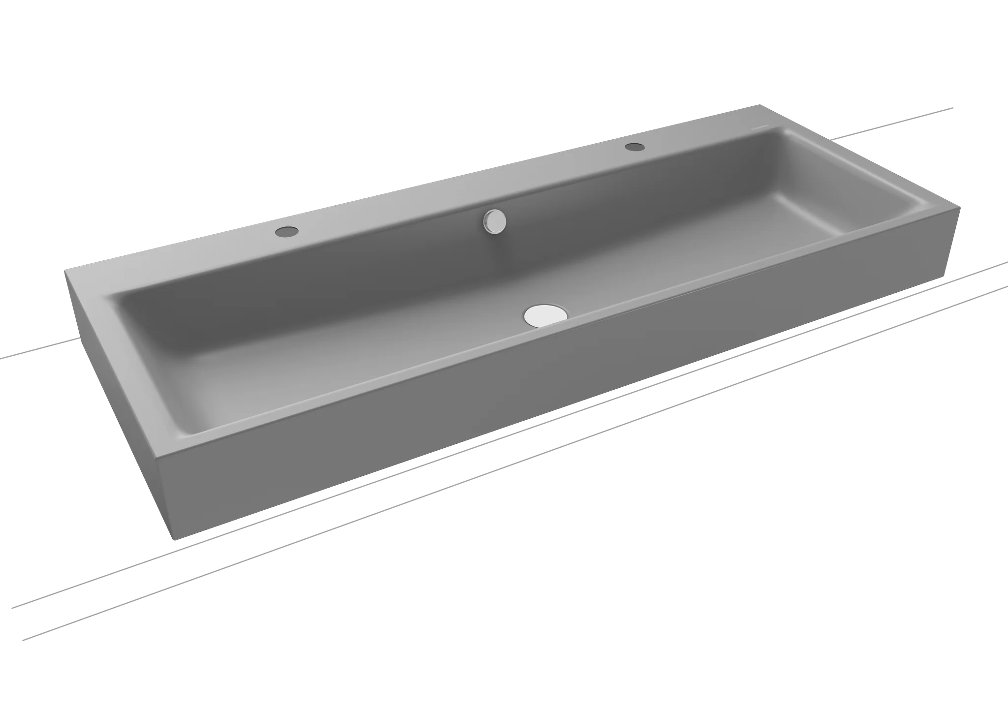 Kaldewei Aufsatz-Doppelwaschtisch PURO mit Randhöhe 120 mm, 2 x 1er Hahnlochbohrung und Überlauf, 1200 x 460 mm in Cool Grey 30 Kaldewei Aufsatz-Doppelwaschtisch PURO mit Randhöhe 120 mm, 2 x 1er Hahnlochbohrung und Überlauf, 1200 x 460 mm in Cool Grey 30