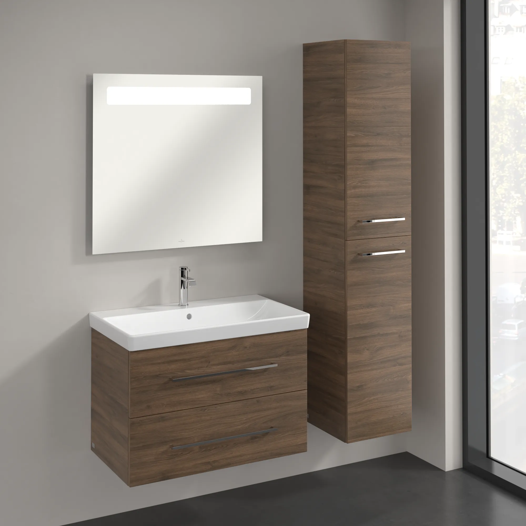Villeroy & Boch Hochschrank „Avento“ 35 × 176 × 37,2 × 37,2 cm Arizona Oak, Anschlag rechts, Soft Closing, 2 Türen