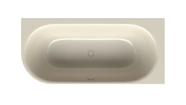 Bette BetteLux Oval V Silhouette Badewanne, Eck, Sonderform, 1750x800x450 mm, Pergamon, glasierter Titan-Stahl, 2-Sitzer, Schürzen-Badewanne
