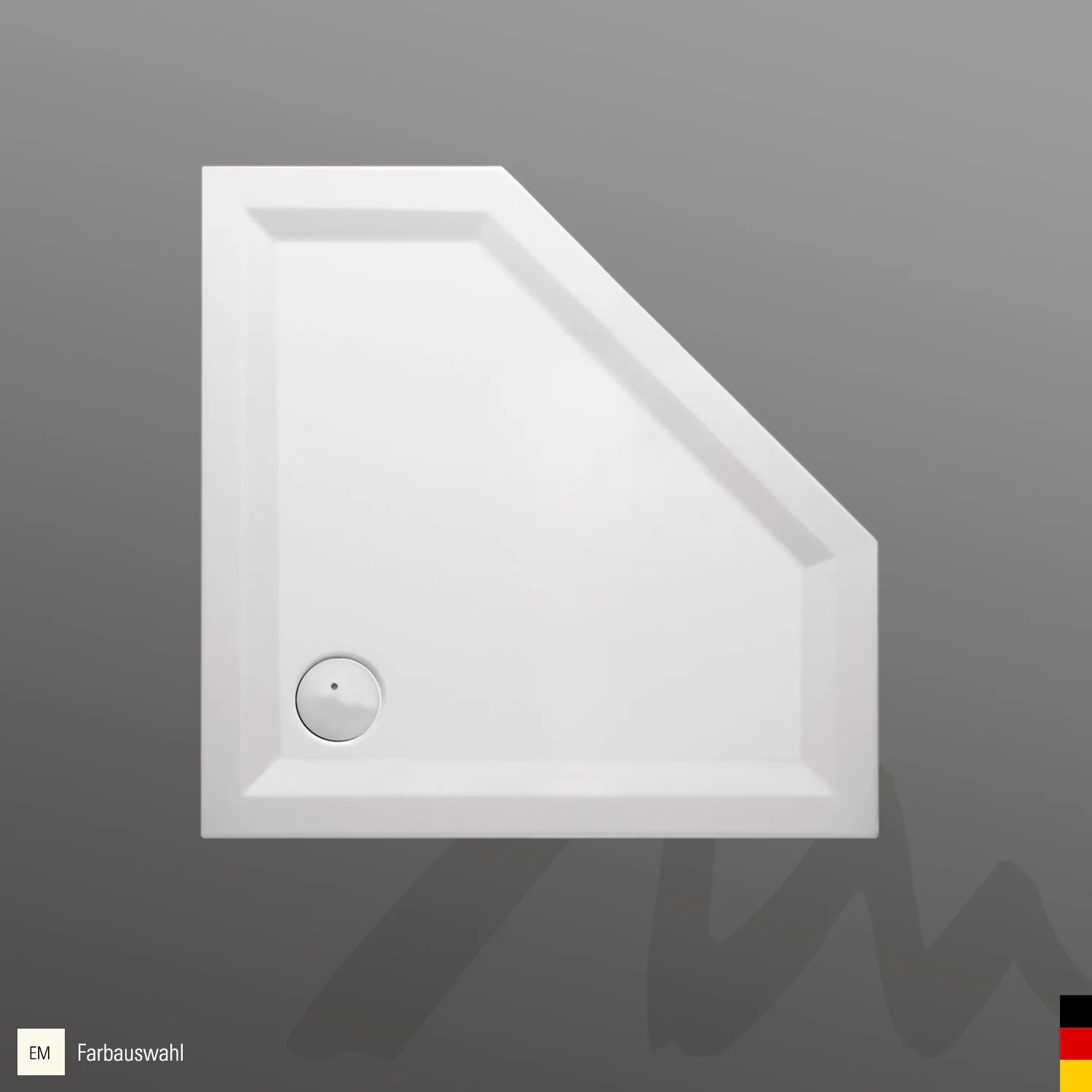 Mauersberger fünfeck Duschwanne „ceptor“ 1000 mm in Edelweiß (matt)