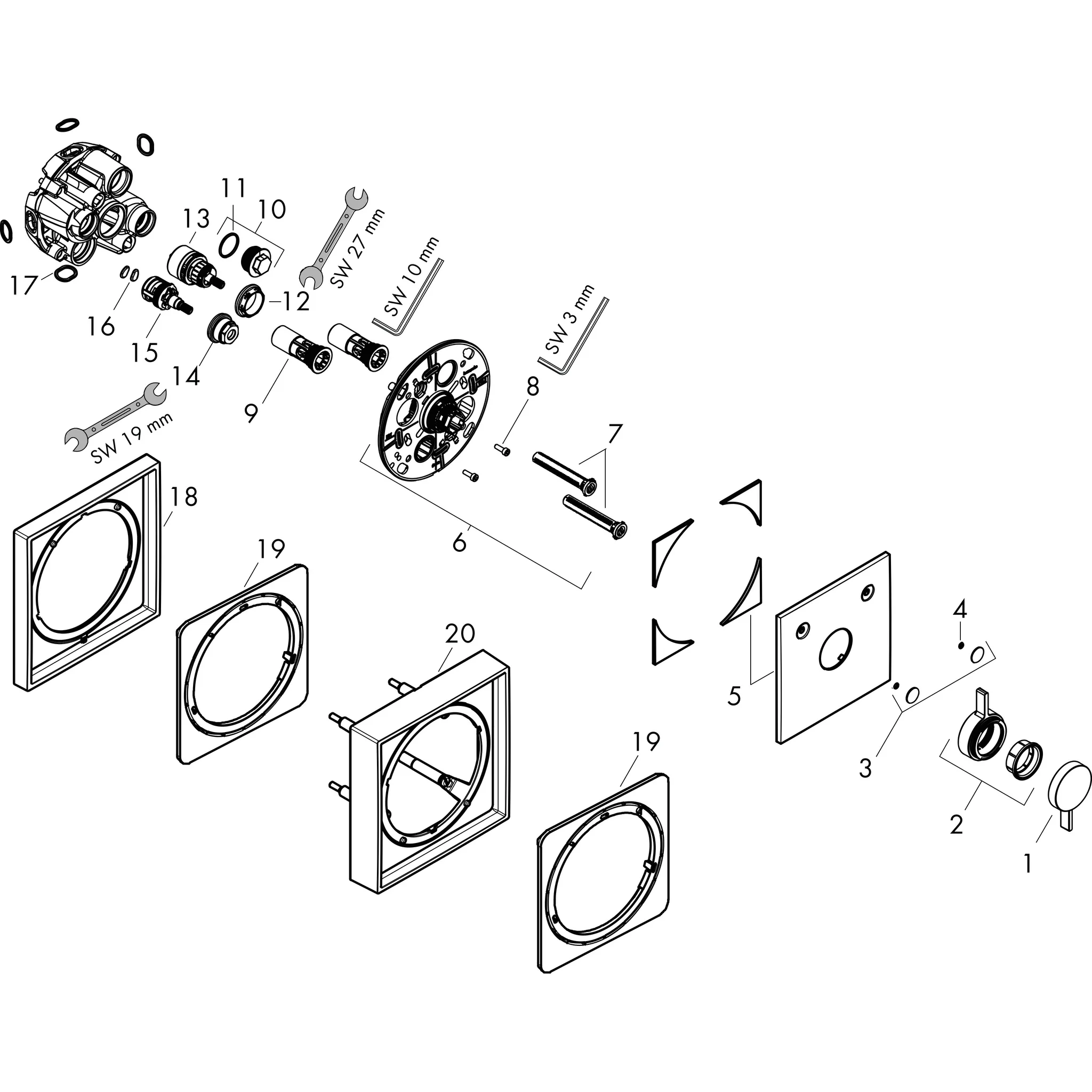 Hansgrohe DuoTurn E Mischer Unterputz für 2 Verbraucher, Mattschwarz Hansgrohe DuoTurn E Mischer Unterputz für 2 Verbraucher, Mattschwarz