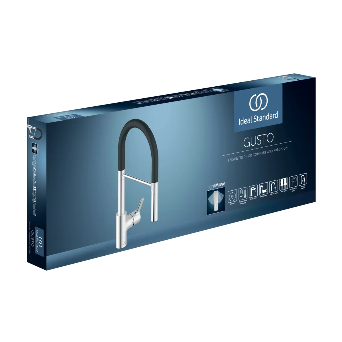 Küchenarmatur Gusto Ausladung 225mm Semi-Pro 2-Funktionsbrause Brushed Gold Küchenarmatur Gusto Ausladung 225mm Semi-Pro 2-Funktionsbrause Brushed Gold