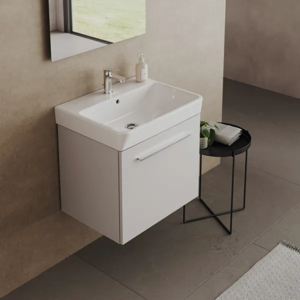 Ideal Standard Waschtischunterschrank i.life A 1 Auszug, weiß matt, 530x400x440 mm, wandhängend Ideal Standard Waschtischunterschrank i.life A 1 Auszug, weiß matt, 530x400x440 mm, wandhängend