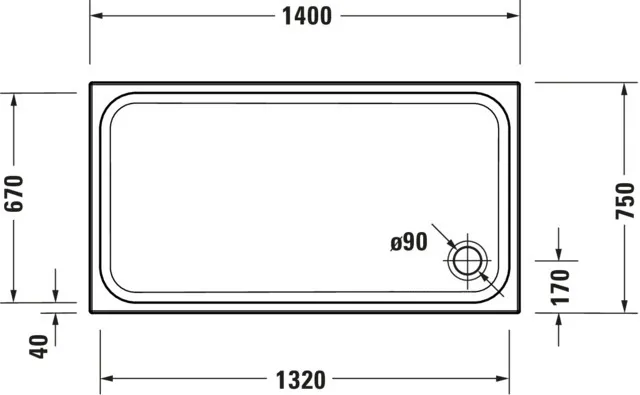 Duravit rechteck Duschwanne „D-Code“ 140 × 75 cm 