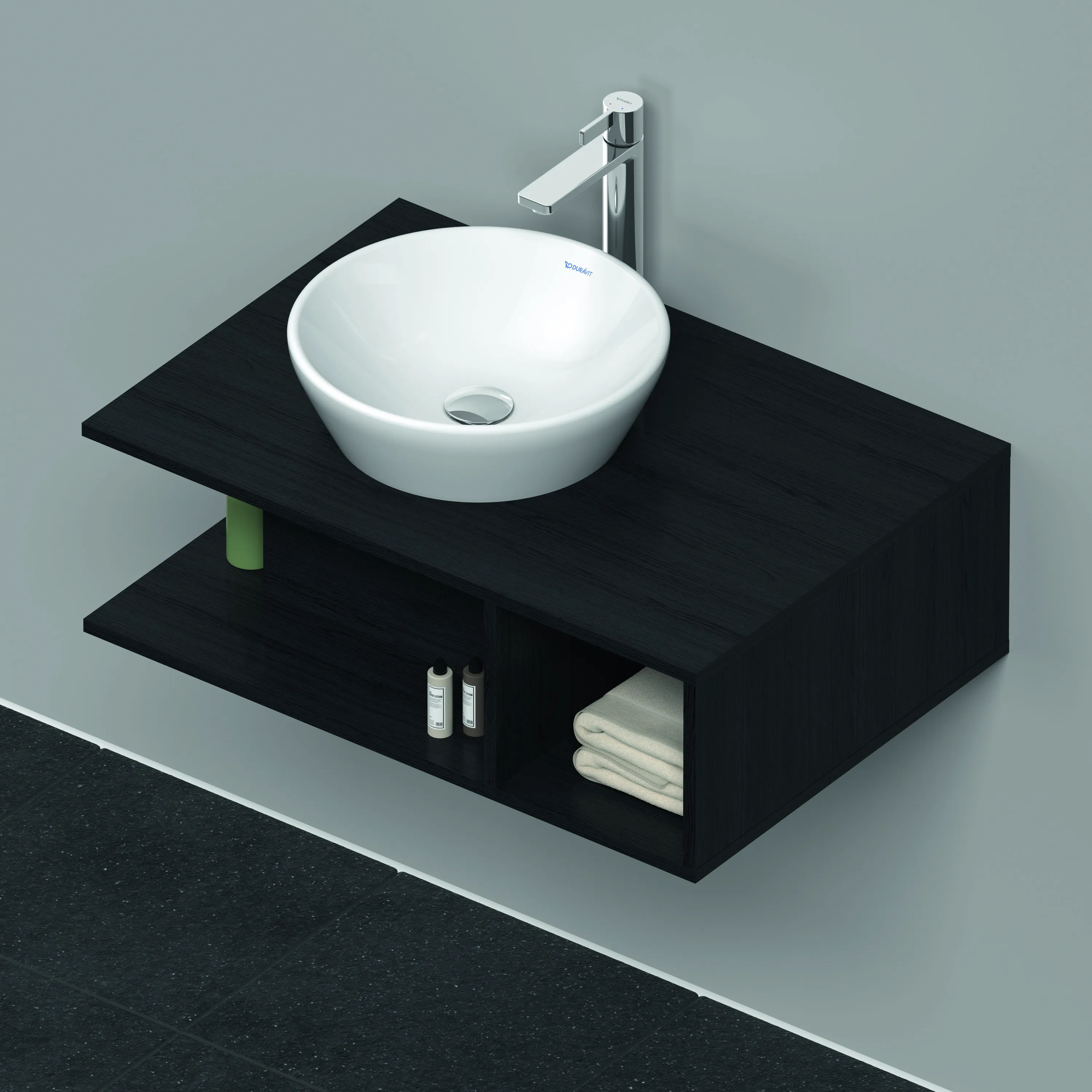 Duravit Waschtischunterschrank wandhängend „D-Neo“ 80 × 26 × 55 cm Eiche Schwarz