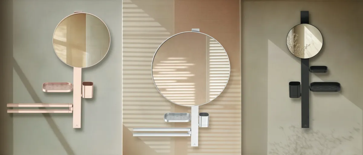 Beauty Bar Accessoires-Kombination Alu+ M700 mit Spiegel Durchmesser 320mm Rose Beauty Bar Accessoires-Kombination Alu+ M700 mit Spiegel Durchmesser 320mm Rose