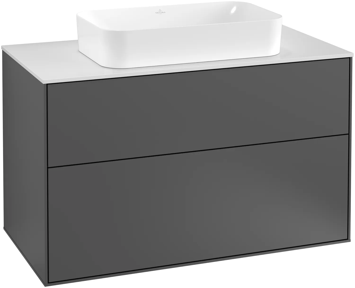 Villeroy & Boch Waschtischunterschrank „Finion“ für Schrankwaschtisch 1000 × 603 × 501 mm Olive Matt Lacquer, ohne Hahnlochbohrung, für Becken mittig