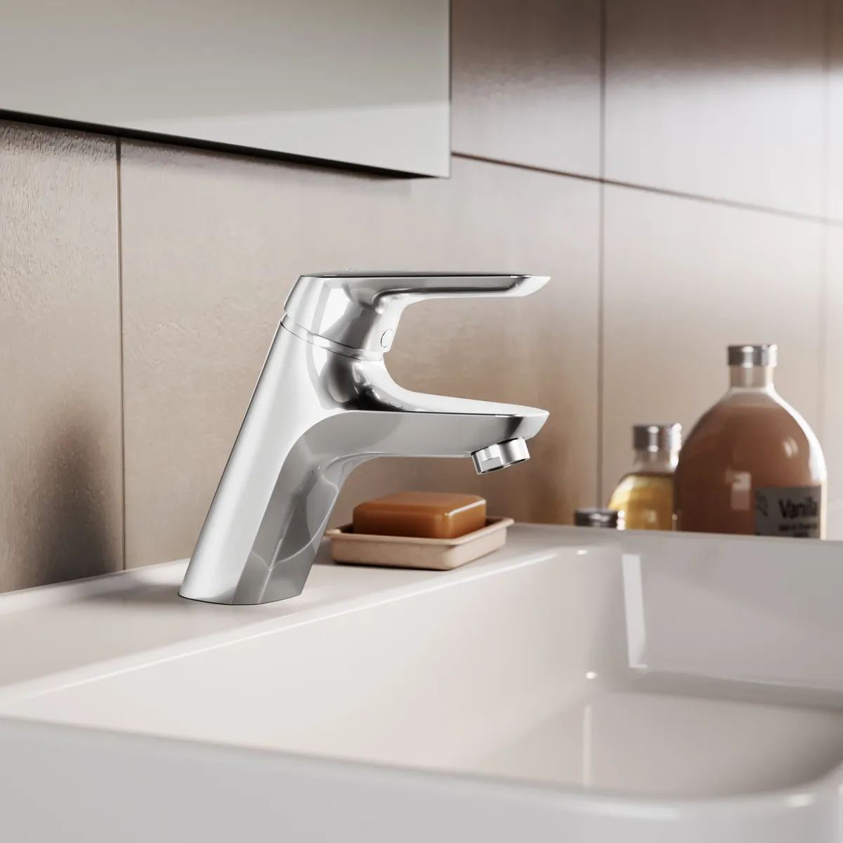 Waschtischarmatur Ceramix Blue, ohne Ablaufgarnitur, Ausladung 135mm, Chrom Waschtischarmatur Ceramix Blue, ohne Ablaufgarnitur, Ausladung 135mm, Chrom