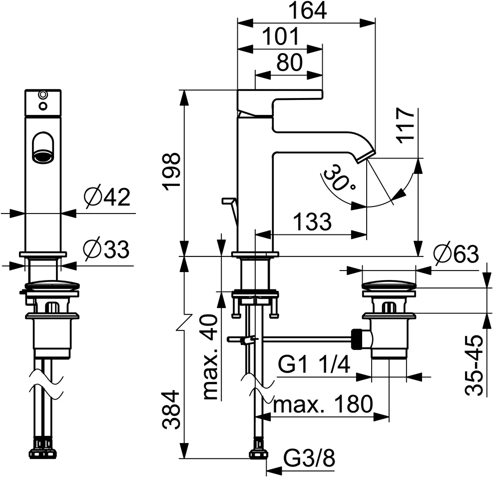 EHM Waschtischbatterie VANTIS Style 5456 Ablaufgarnitur mit Zugstange Ausladung 133 mm Chrom EHM Waschtischbatterie VANTIS Style 5456 Ablaufgarnitur mit Zugstange Ausladung 133 mm Chrom