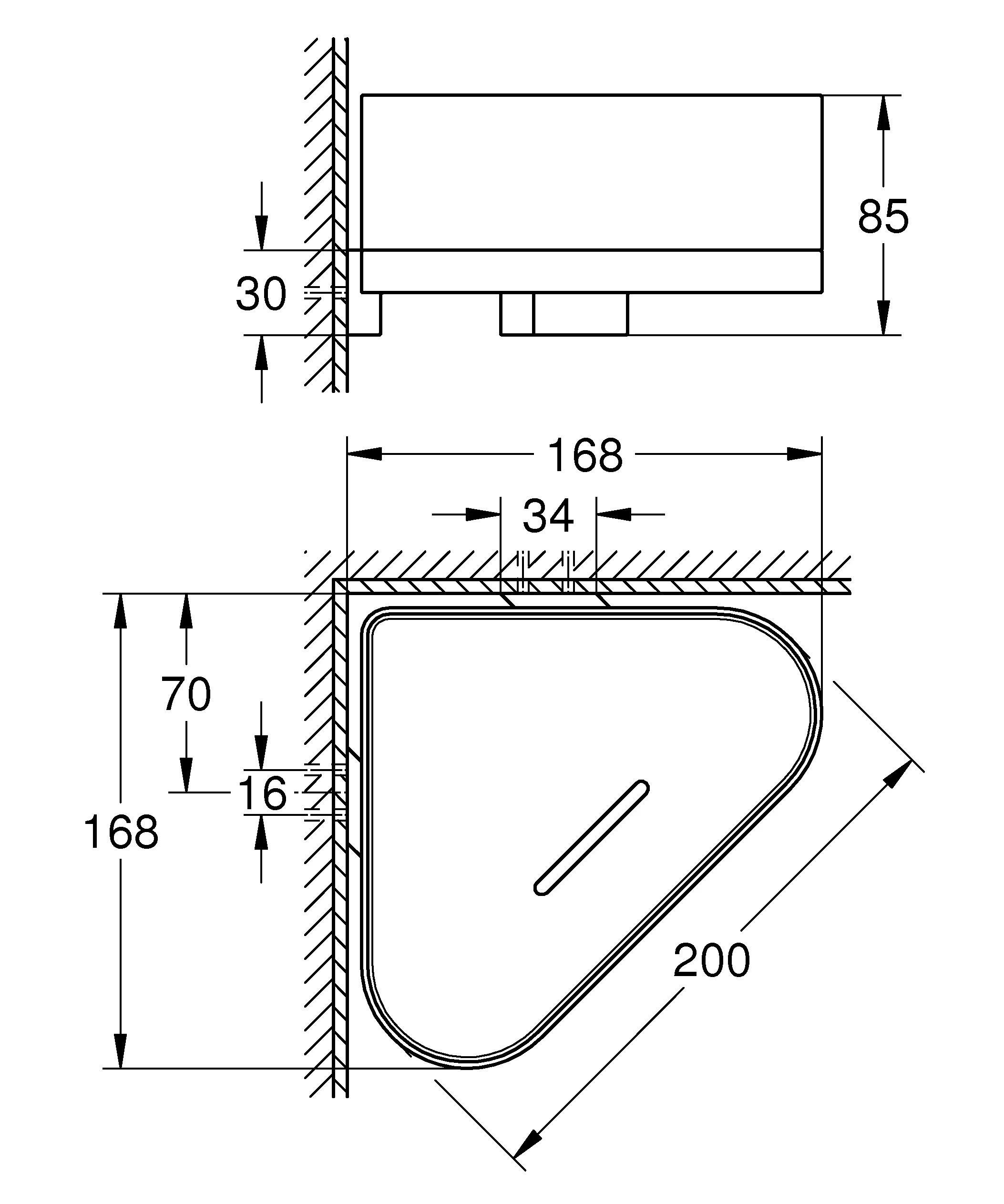 Eck-Duschablage Selection 41038, mit Halterung, Metall / Kunststoff, chrom