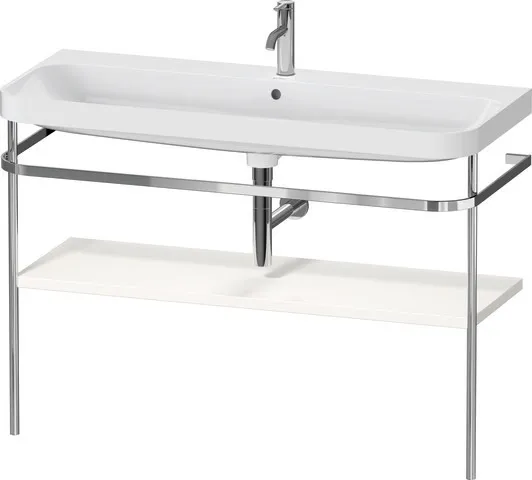 Duravit Waschtischunterschrank c-shaped Set mit Metallkonsole „Happy D.2 Plus“ 117,5 × 85 × 49 cm in Weiß Hochglanz