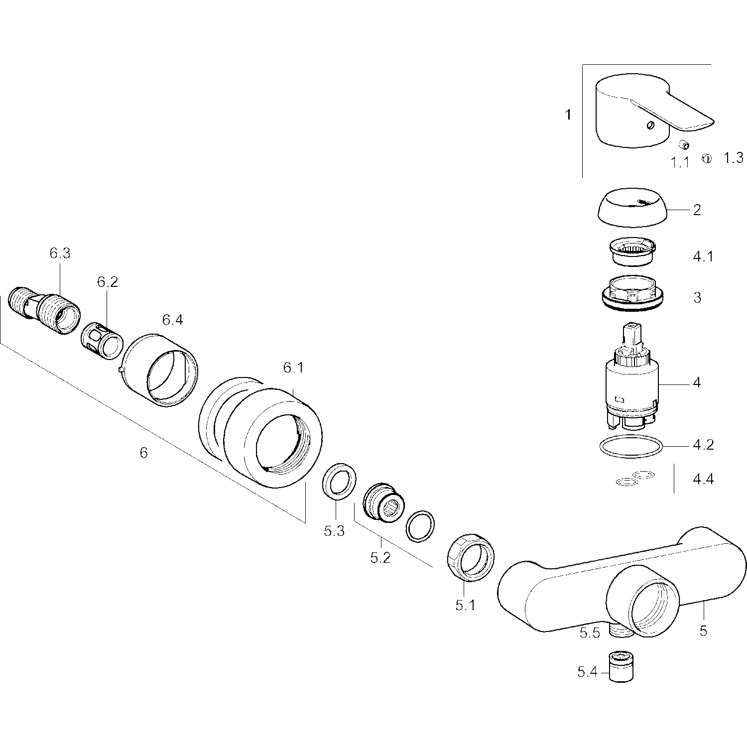 Einhand-Duscharmatur „Ligna“ in Chrom Einhand-Duscharmatur „Ligna“ in Chrom