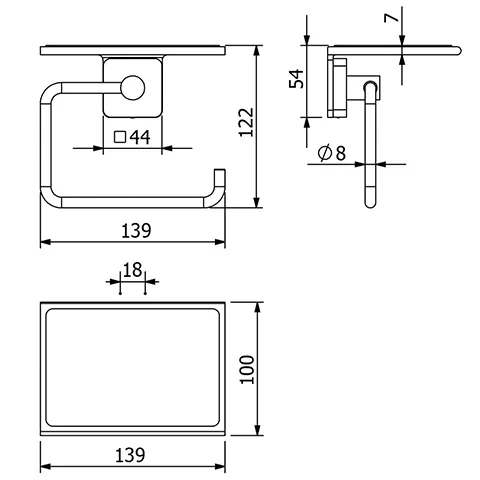 Kludi VELA S Toilettenpapierhalter mit Ablage Brushed Gunmetal