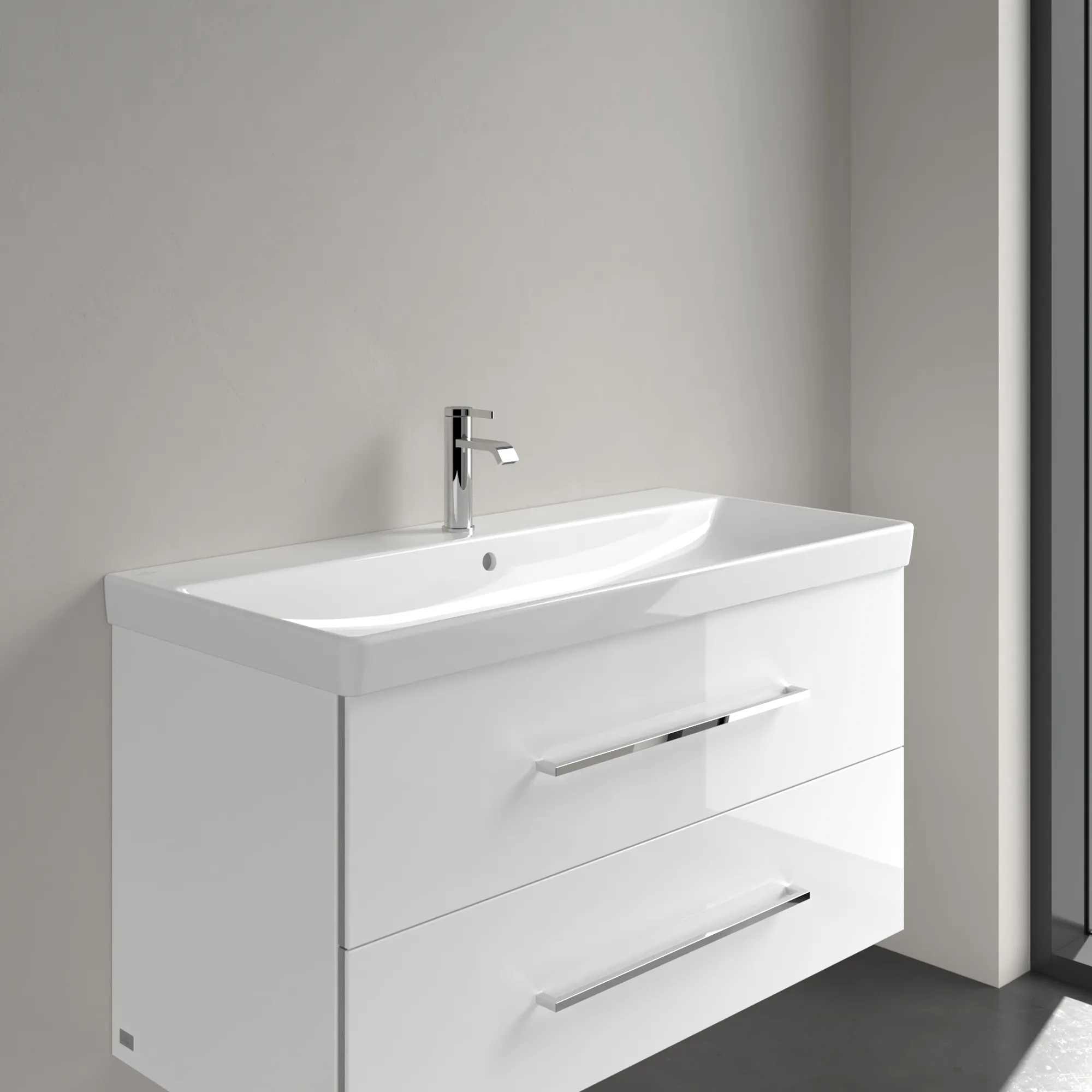 Villeroy & Boch Wandwaschtisch „Avento“ 1000 × 470 × 180 mm, für Becken mittig, Hahnlochposition mittig, mit Hahnlochbohrung in Weiß Alpin Villeroy & Boch Wandwaschtisch „Avento“ 1000 × 470 × 180 mm, für Becken mittig, Hahnlochposition mittig, mit Hahnlochbohrung in Weiß Alpin