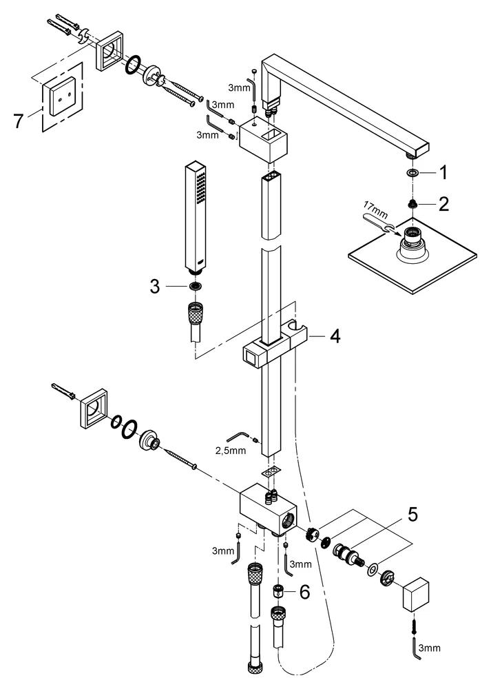 Duschsystem Euphoria Cube System 152 27696, mit Umstellung, Wandmontage, Brausearm 400 mm, chrom