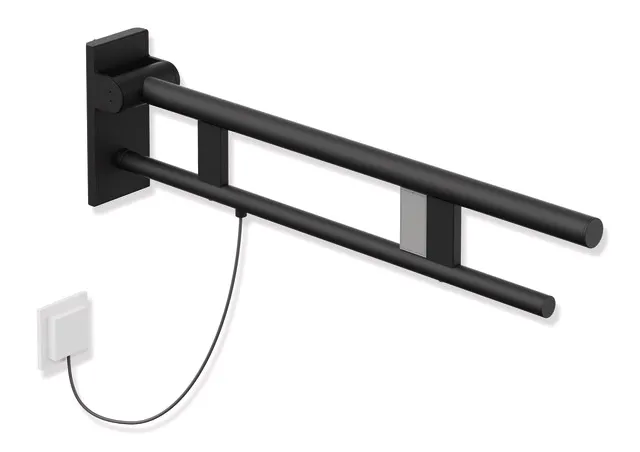 HEWI Stützklappgriff Duo Design A Edelstahl, 750 mm Ausladung, Schwarz tiefmatt HEWI Stützklappgriff Duo Design A Edelstahl, 750 mm Ausladung, Schwarz tiefmatt