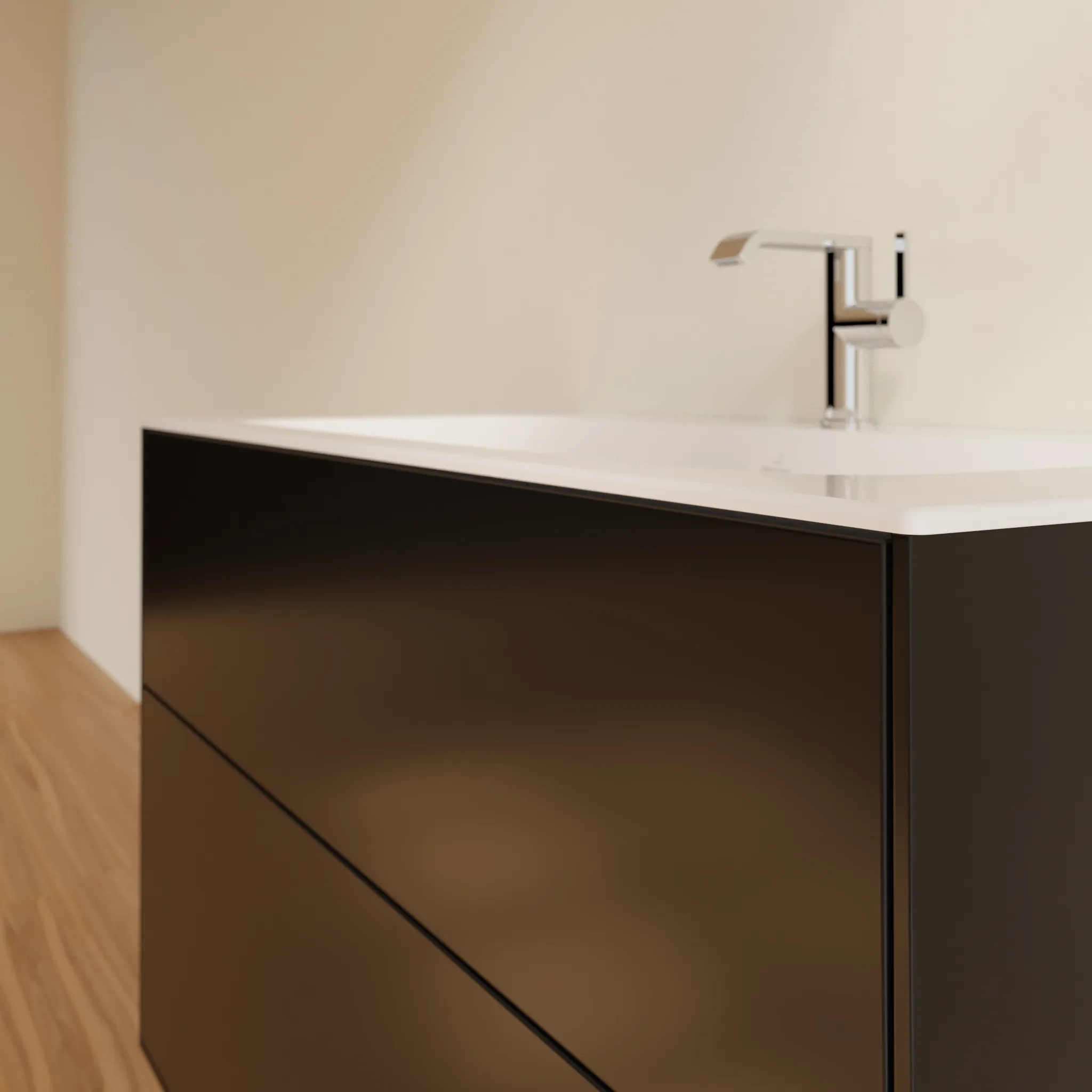 Villeroy & Boch Waschbeckenunterschrank Finion F02, 996x591x498 mm, Black Matt Lacquer, mit SoftClosing und Push-to-open Funktion Villeroy & Boch Waschbeckenunterschrank Finion F02, 996x591x498 mm, Black Matt Lacquer, mit SoftClosing und Push-to-open Funktion