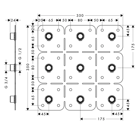 Montageplatte Brausenmodul als Kopfbrause Axor Starck