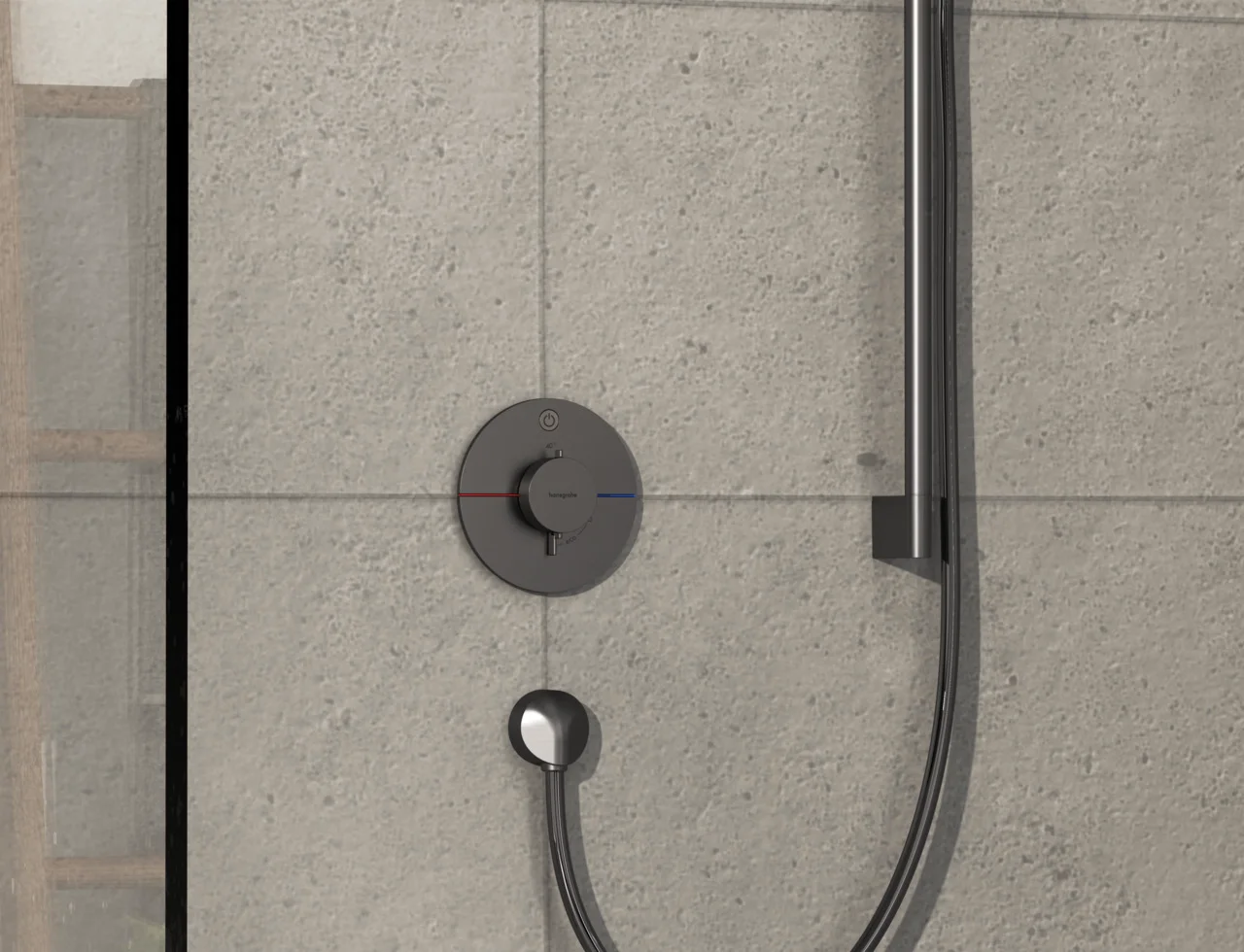 Hansgrohe ShowerSelect Comfort S Thermostat Unterputz, Brushed Black Chrome, 1 Verbraucher, flache Rosette, einfache Installation