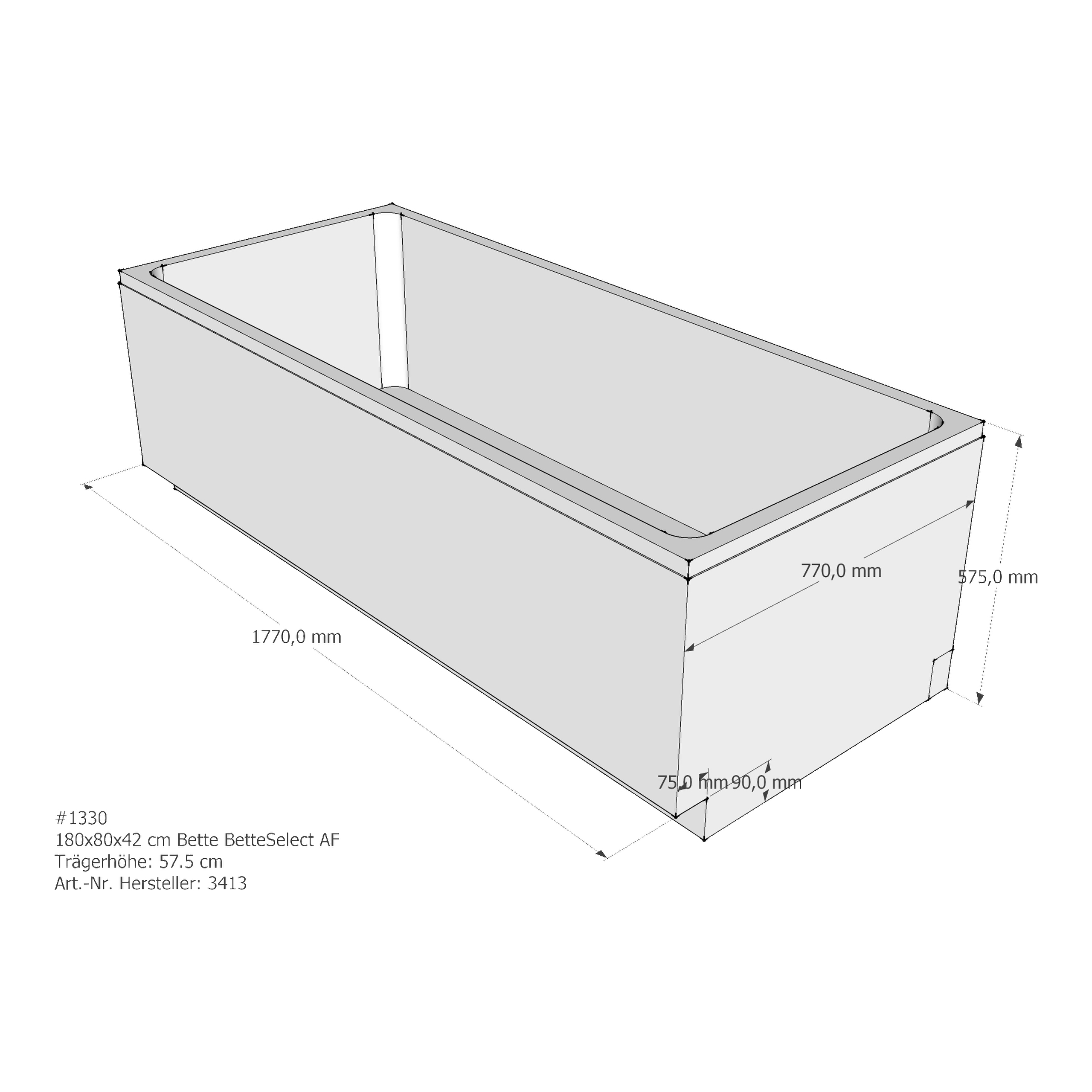 Badewannenträger für Bette Select 180 × 80 × 42 cm Breite: 80 cm / Länge: 180 cm Badewannenträger für Bette Select 180 × 80 × 42 cm Breite: 80 cm / Länge: 180 cm