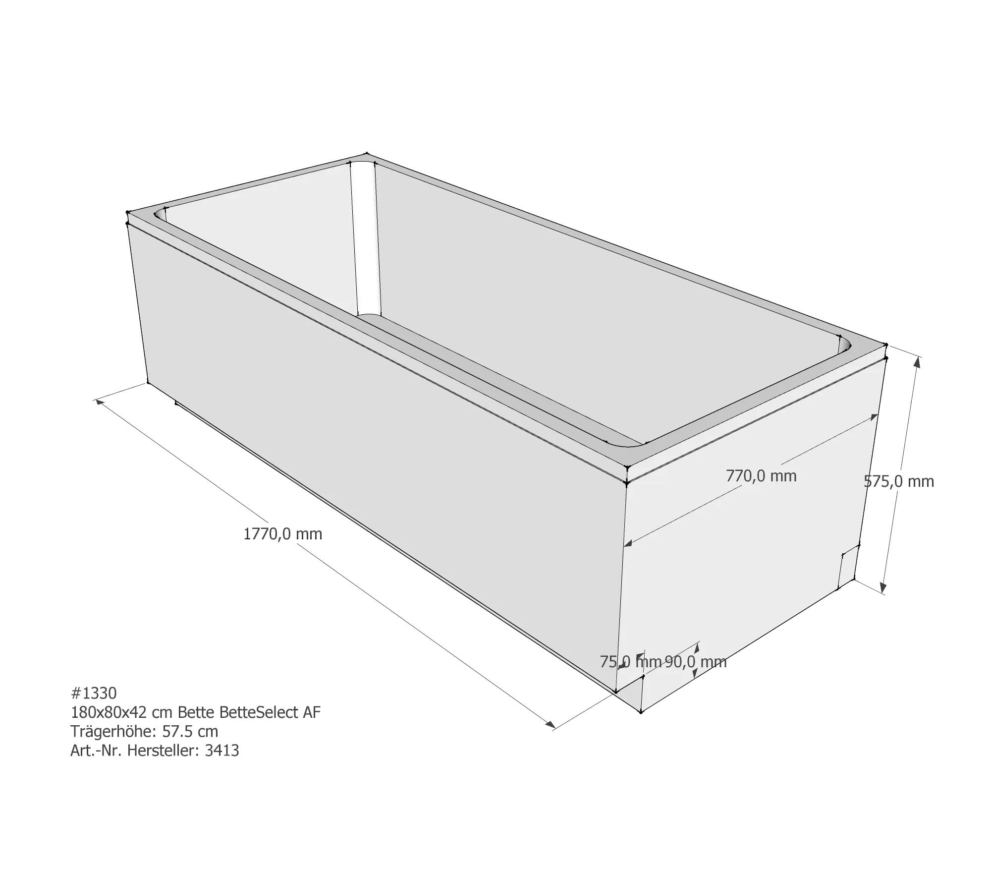 Badewannenträger für Bette Select 180 × 80 × 42 cm Breite: 80 cm / Länge: 180 cm Badewannenträger für Bette Select 180 × 80 × 42 cm Breite: 80 cm / Länge: 180 cm