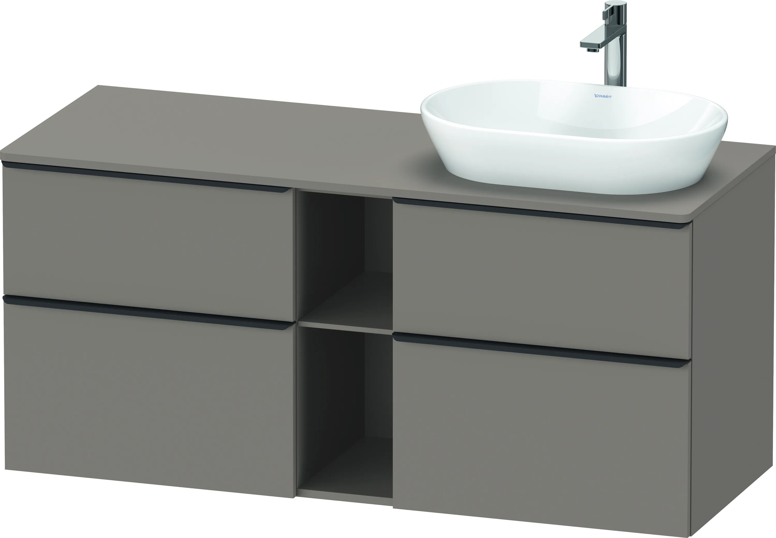 Duravit Waschtischunterschrank wandhängend „D-Neo“ 140 × 66,4 × 55 cm Basalt Matt