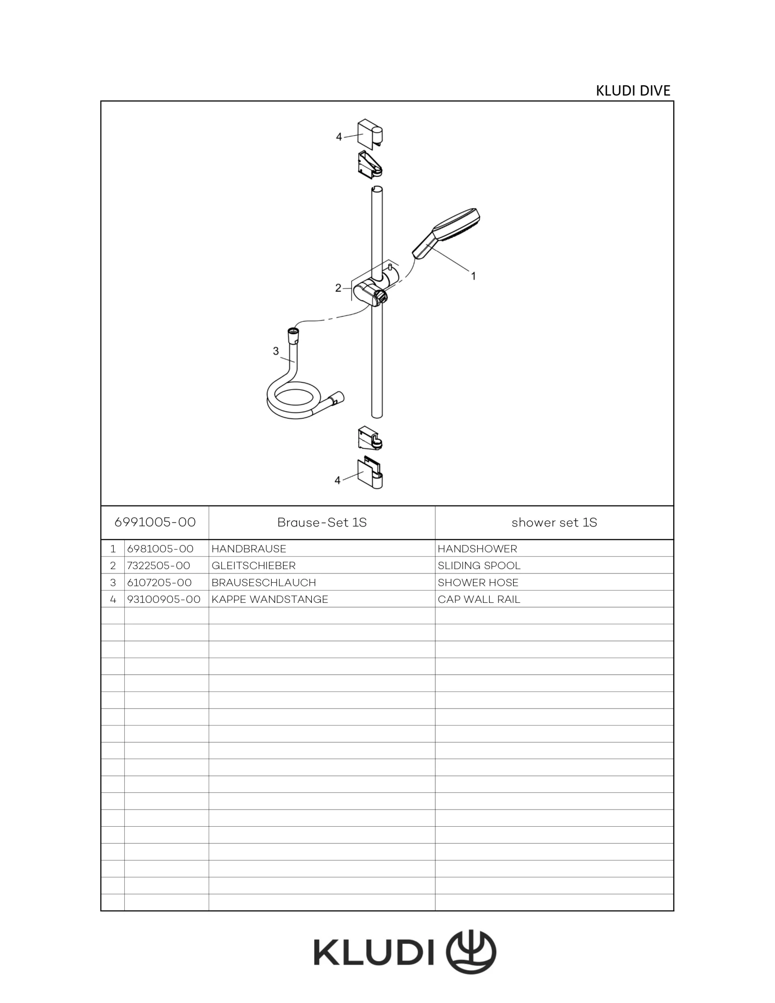 Kludi-DIVE Brause-Set Dive X 1S, chrom, 900 mm Wandstange mit höhenverstellbarer Handbrausehalterung Kludi-DIVE Brause-Set Dive X 1S, chrom, 900 mm Wandstange mit höhenverstellbarer Handbrausehalterung