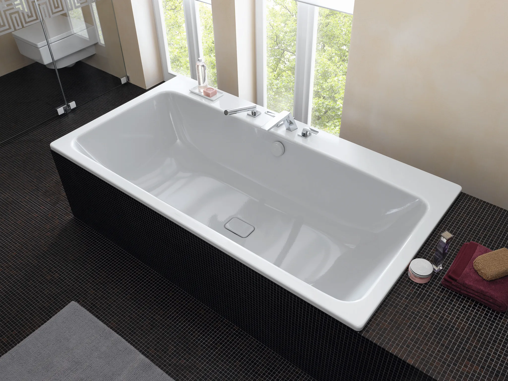 Kaldewei Badewanne „Asymmetric Duo“ rechteck 190 × 100 cm, ohne Grifflochbohrungen mit gegenüberliegender Überlaufbohrung, in bahamabeige Kaldewei Badewanne „Asymmetric Duo“ rechteck 190 × 100 cm, ohne Grifflochbohrungen mit gegenüberliegender Überlaufbohrung, in bahamabeige