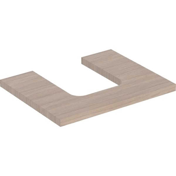 Geberit ONE Waschtischplatte mit Ausschnitt, Eiche, Melamin Holzstruktur, 59,8 x 47,3 cm, Höhe 3,2 cm, mittiger Ausschnitt für Aufsatzwaschtisch Geberit ONE Waschtischplatte mit Ausschnitt, Eiche, Melamin Holzstruktur, 59,8 x 47,3 cm, Höhe 3,2 cm, mittiger Ausschnitt für Aufsatzwaschtisch