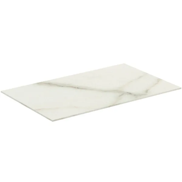 Waschtischplatte Conca, aus Keramik, 602x373x6mm, Marmor Noir Desir