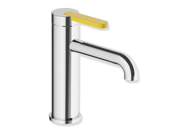 HEWI Einhebel-Waschtischmischer System-Armaturen, chrom, Griff senfgelb, 172 mm hoch, Ausladung 130 mm