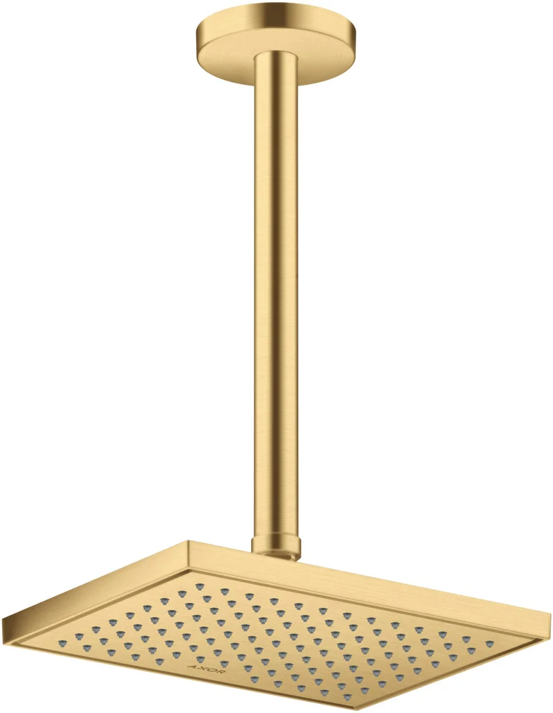 Hansgrohe AXOR ShowerSolutions Kopfbrause 1jet EcoSmart Brushed Gold Optic 245 x 185 mm verstellbarer Winkel abnehmbar für Decken- oder Wandmontage G 1/2 Hansgrohe AXOR ShowerSolutions Kopfbrause 1jet EcoSmart Brushed Gold Optic 245 x 185 mm verstellbarer Winkel abnehmbar für Decken- oder Wandmontage G 1/2