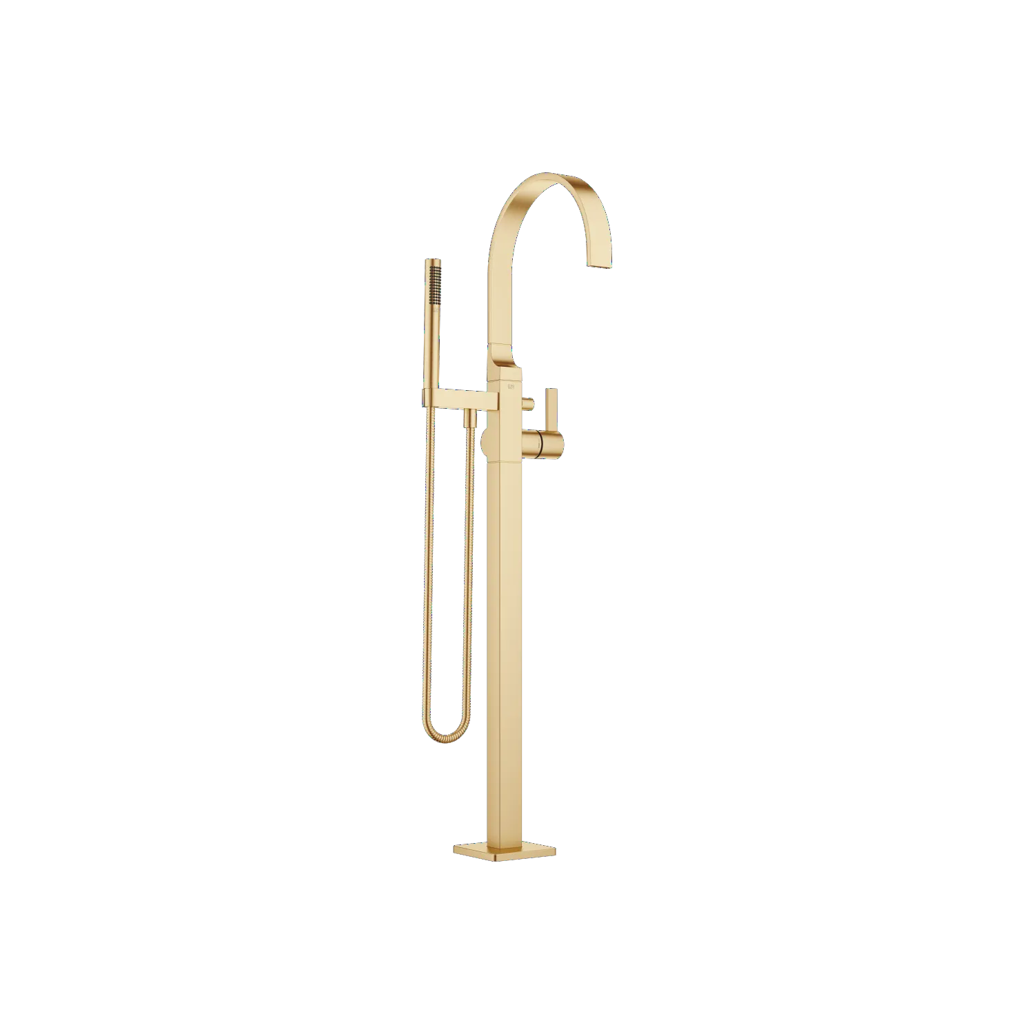 Dornbracht MEM Wannen-Einhandbatterie mit Standrohr, Messing gebürstet (23kt Gold), Ausladung 281 mm, Höhe gesamt 1.139–1.209 mm