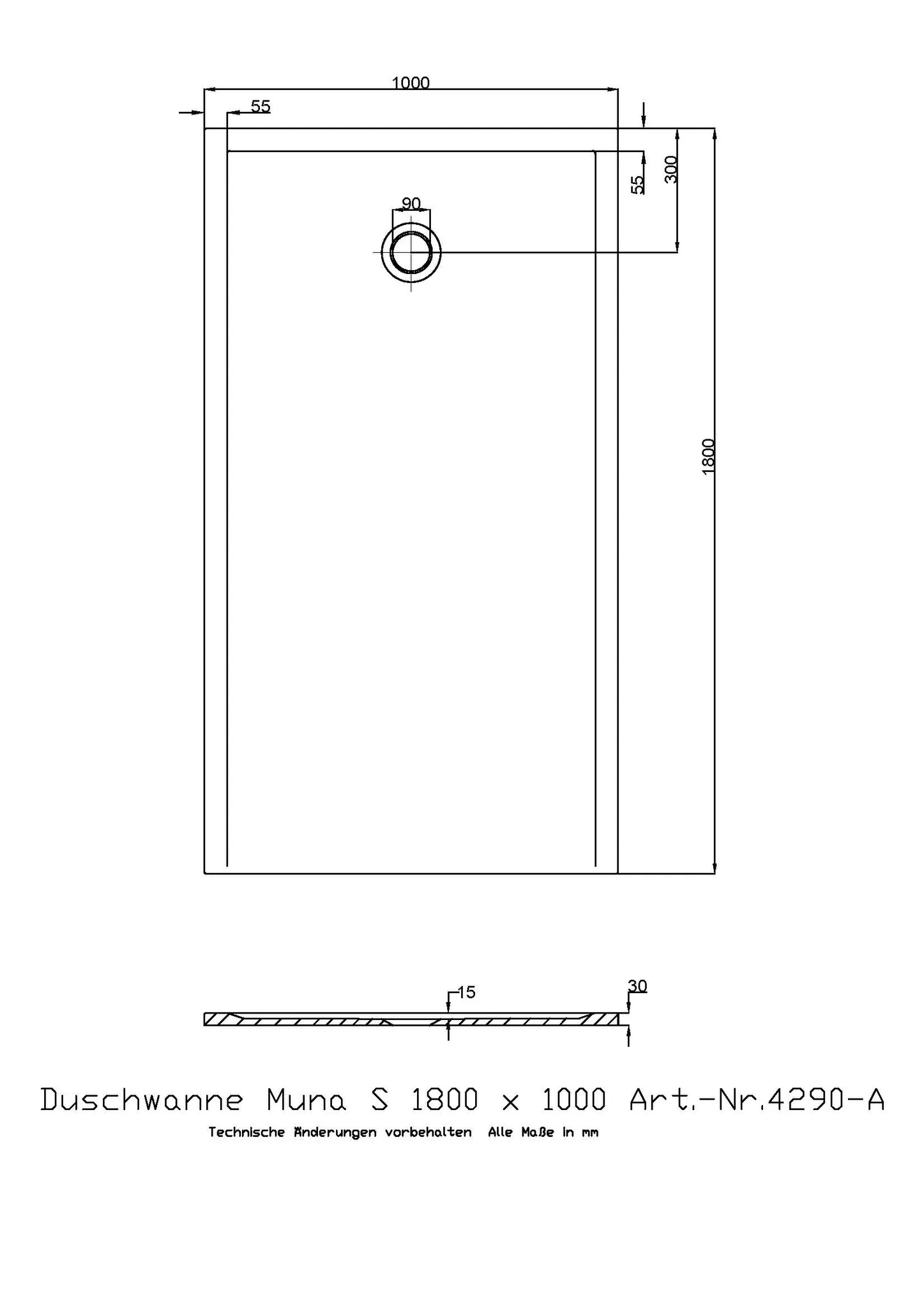 Hoesch Muna S Duschwanne Mineralguss Solique Steingrau 1800x1000x30 Hoesch Muna S Duschwanne Mineralguss Solique Steingrau 1800x1000x30