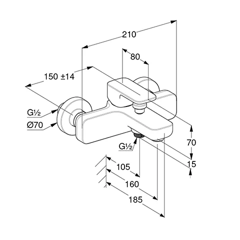 Kludi RENON Wannenfüll- und Brause-Einhandmischer chrom